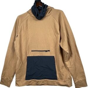 Backcountry Men's Hoodie XL Tan Black Tech Pullover Outdoor Neck Gaiter Gorpcore